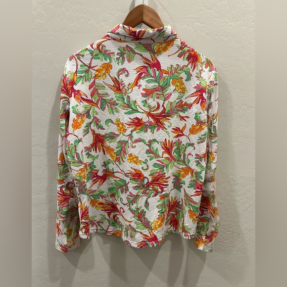 ICIKULS multicolored floral 1/4 zip athletic long mesh sleeve  XL - Picture 4 of 7